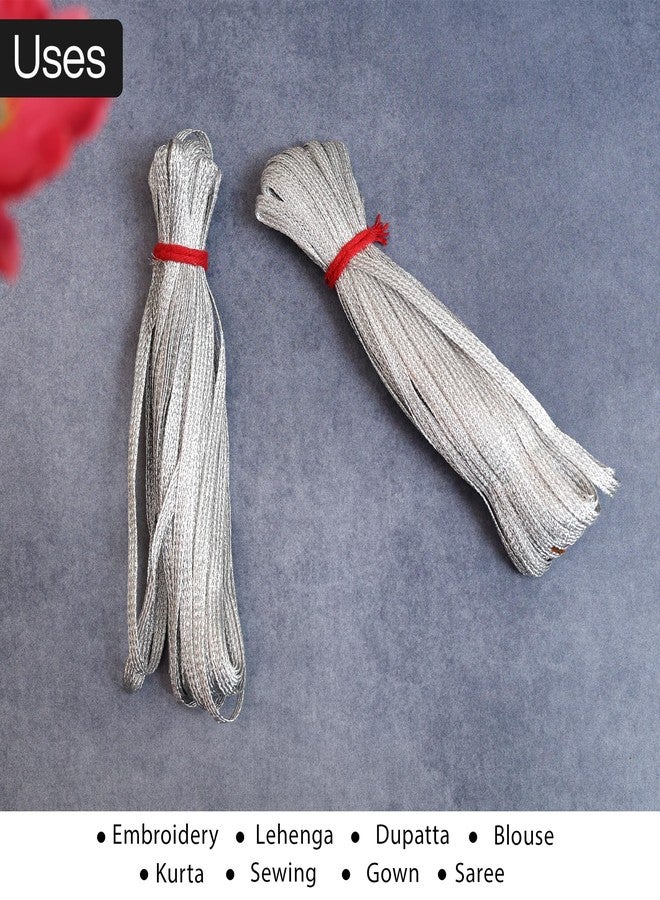 Embroiderymaterial Metallic Soutache Braided Cord for Embroidery and Craft Making, 5MM, 2 Rolls 30 Metre, Silver Color - Image 4